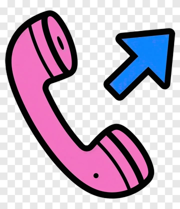 Pink Telephone Receiver With Arrow PNG