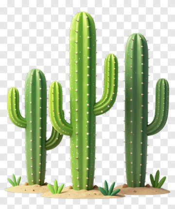 Cartoon Cactus Group PNG