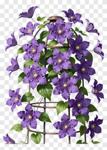 Purple Flowering Plant With Trellis PNG