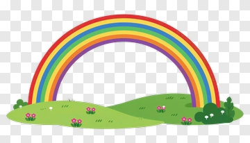 Colorful Rainbow Over Green Hills PNG