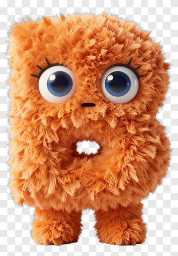 Fluffy Orange Character With Big Eyes PNG