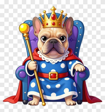 Cartoon Dog King Sitting On A Throne PNG
