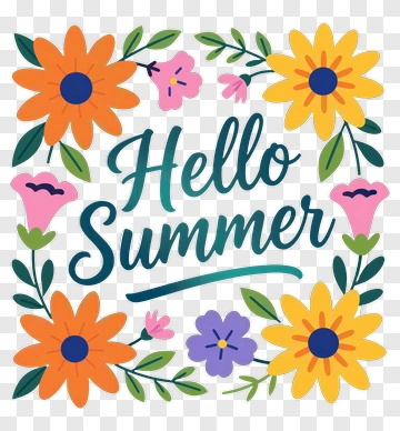 Hello Summer Floral Design PNG