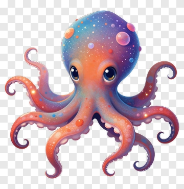 Colorful Cartoon Octopus PNG
