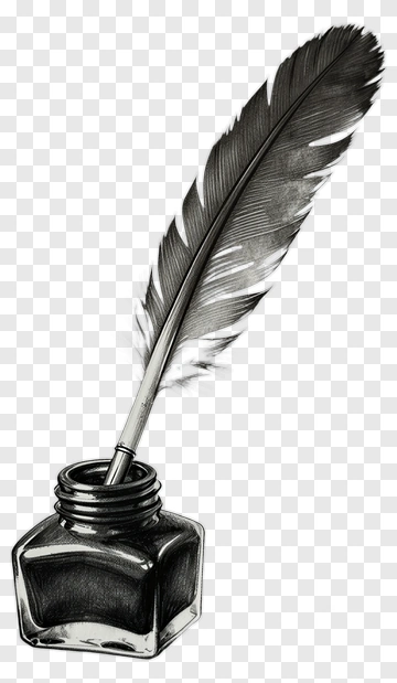 Ink Bottle With Quill Pen PNG