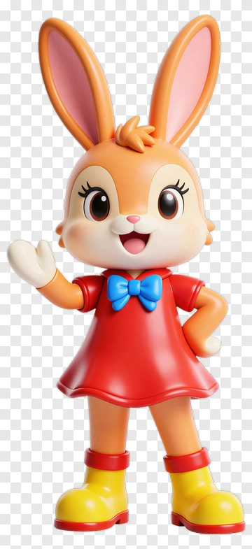 Cartoon Rabbit Character Waving PNG