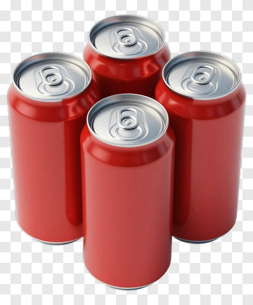 Four Red Soda Cans PNG