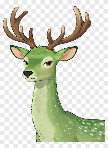 Cartoon Deer With Antlers PNG
