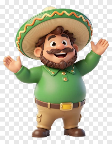 Cartoon Mexican Man Wearing A Sombrero PNG