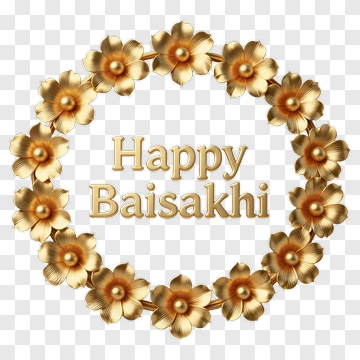 Happy Baisakhi Floral Wreath PNG
