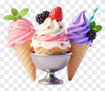 Ice Cream Sundae With Strawberry And Blackberry PNG
