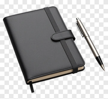 Black Notebook With Pen PNG