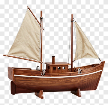 Wooden Sailboat Model PNG