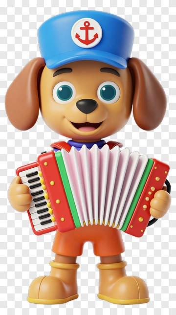 Cartoon Dog Playing Accordion PNG