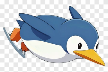 Cartoon Penguin Ice Skating PNG