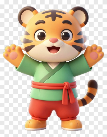 Cartoon Tiger Character With Open Arms PNG