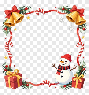 Snowman Surrounded By Christmas Decorations PNG