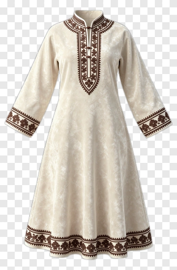 Traditional Dress With Brown Embroidery PNG