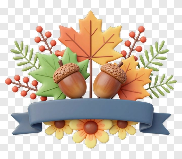 Autumn Leaves And Acorns Arrangement PNG