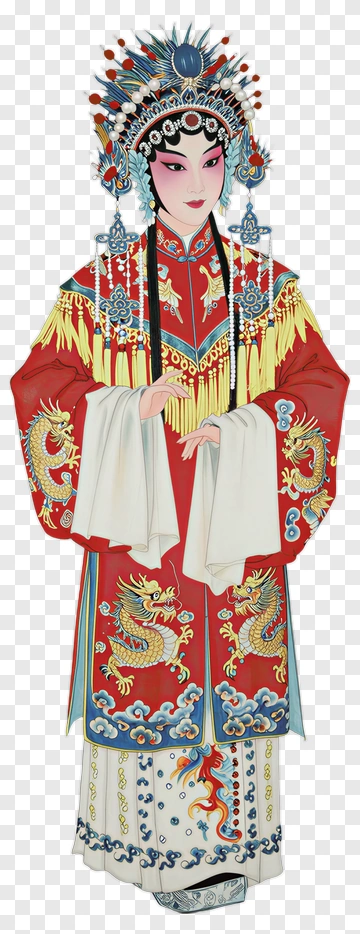 Traditional Chinese Opera Performer In Elaborate Costume PNG