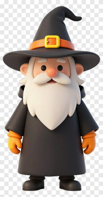 Cartoon Wizard With A Black Hat PNG