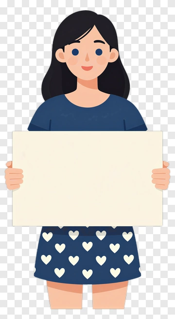 Girl Holding A Blank Sign PNG