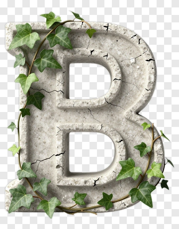 Stone Letter B Covered In Ivy PNG