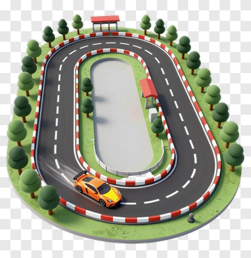 3D Race Track With Car PNG