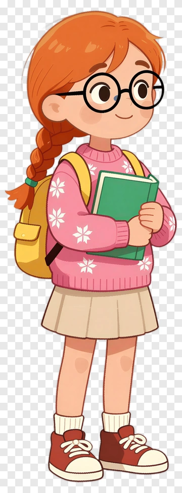 Cartoon Girl Holding A Green Book PNG
