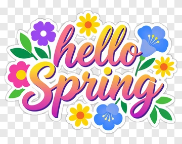 Hello Spring Floral Design PNG