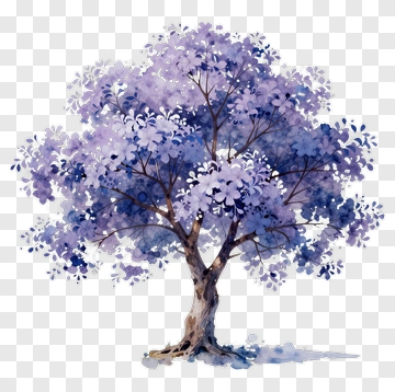Colorful Tree With Purple Blossoms PNG