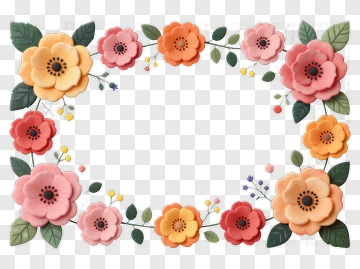 Colorful Floral Frame PNG