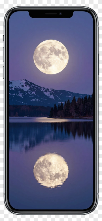 Moonlit Landscape Reflection PNG