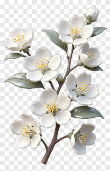 White Blossom Flower Branch PNG