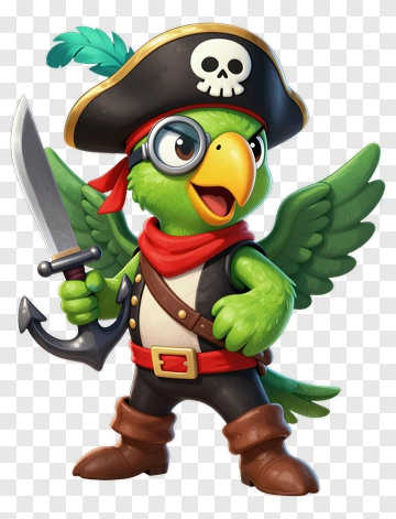 Cartoon Pirate Parrot Holding A Sword PNG