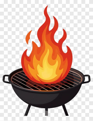 Barbecue Grill With Flames PNG