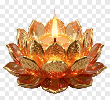 Golden Lotus Flower Candle PNG