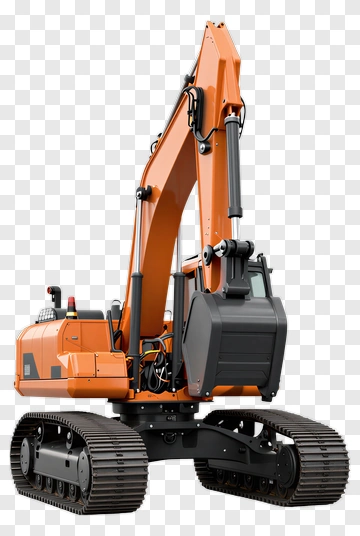 Excavator With Orange Arm PNG