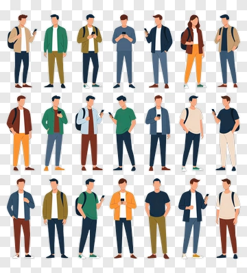 Group Of Young Adults Using Smartphones PNG
