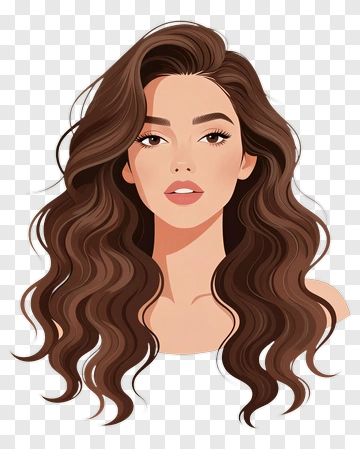 Stylish Woman With Long Wavy Hair PNG