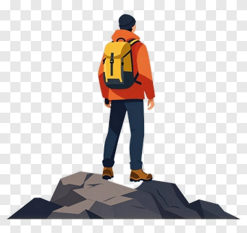 Hiker Standing On A Rock PNG