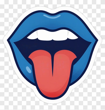 Cartoon Blue Mouth Sticking Out Tongue PNG