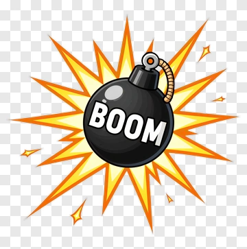 Cartoon Bomb With Boom Explosion PNG