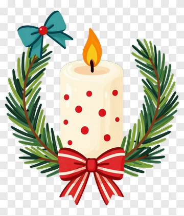 Christmas Candle Surrounded By Pine Wreath PNG