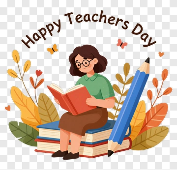 Happy Teacher's Day Celebration With A Reading Woman PNG