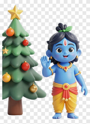 Cartoon Character Standing Beside A Christmas Tree PNG