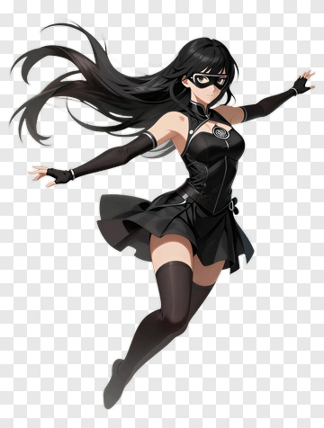 Female Superhero In A Black Costume PNG