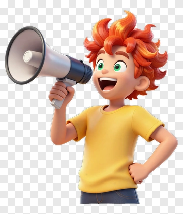 Cartoon Boy Holding A Megaphone PNG