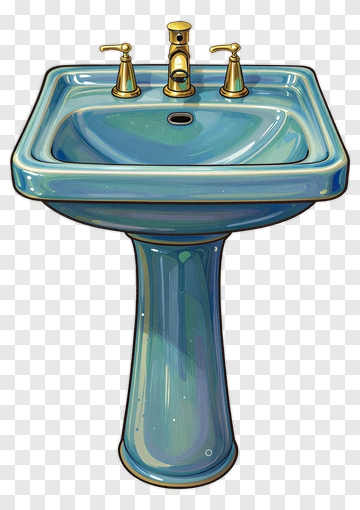 Cartoon Bathroom Sink With Faucets PNG