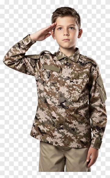 Boy Saluting In Military Uniform PNG
